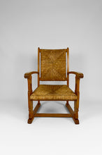 将图片加载到图库查看器,Fauteuil Gothique Art & Crafts en Chêne et Assise Paillée, circa 1900