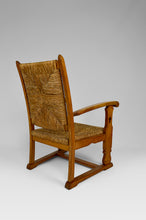 将图片加载到图库查看器,Fauteuil Gothique Art & Crafts en Chêne et Assise Paillée, circa 1900