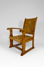 将图片加载到图库查看器,Fauteuil Gothique Art & Crafts en Chêne et Assise Paillée, circa 1900