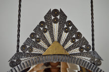 将图片加载到图库查看器,Grand miroir ovale Art Déco en fer forgé, vers 1925