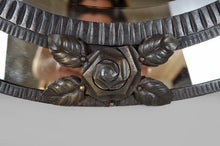 将图片加载到图库查看器,Grand miroir ovale Art Déco en fer forgé, vers 1925