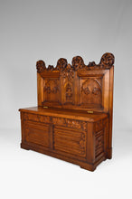 将图片加载到图库查看器,Banc-coffre Gothique d'église en chêne sculpté