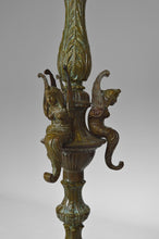 将图片加载到图库查看器,Chandelier Napoléon III en bronze patiné, modèle aux Sirènes
