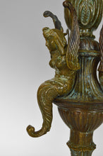 将图片加载到图库查看器,Chandelier Napoléon III en bronze patiné, modèle aux Sirènes