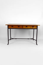 将图片加载到图库查看器,Bureau moderniste en merisier et fer forgé, circa 1980