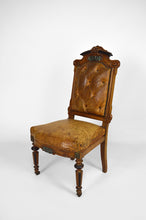Загрузить изображение в средство просмотра галереи, Chaise d'apparat d'époque Napoléon III en noyer, cuir et marbre, circa 1860