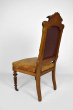 Загрузить изображение в средство просмотра галереи, Chaise d'apparat d'époque Napoléon III en noyer, cuir et marbre, circa 1860