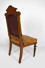 Загрузить изображение в средство просмотра галереи, Chaise d'apparat d'époque Napoléon III en noyer, cuir et marbre, circa 1860