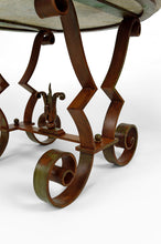 将图片加载到图库查看器,Guéridon rond Art Déco en marbre et fer forgé, circa 1940