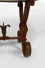 将图片加载到图库查看器,Guéridon rond Art Déco en marbre et fer forgé, circa 1940