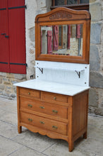 将图片加载到图库查看器,Commode Coiffeuse Art Nouveau en chêne sculpté, France, circa 1910