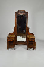 将图片加载到图库查看器,Chambre Art Nouveau en noyer sculpté à thème floral et loupe, 5 éléments