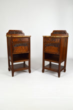 将图片加载到图库查看器,Chambre Art Nouveau en noyer sculpté à thème floral et loupe, 5 éléments