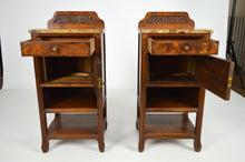 将图片加载到图库查看器,Chambre Art Nouveau en noyer sculpté à thème floral et loupe, 5 éléments