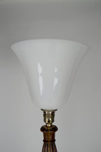 将图片加载到图库查看器,Lampadaire Art Deco en bois sculpté et opaline, France, circa 1925