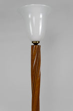 将图片加载到图库查看器,Lampadaire Art Deco hélicoïdal avec opaline, France, circa 1930