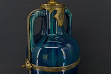 将图片加载到图库查看器,Lampe-Vase en céramique bleue Art Nouveau attribué à Paul Milet, circa 1900