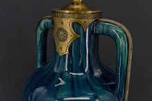 将图片加载到图库查看器,Lampe-Vase en céramique bleue Art Nouveau attribué à Paul Milet, circa 1900