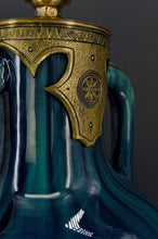 将图片加载到图库查看器,Lampe-Vase en céramique bleue Art Nouveau attribué à Paul Milet, circa 1900