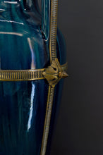 将图片加载到图库查看器,Lampe-Vase en céramique bleue Art Nouveau attribué à Paul Milet, circa 1900