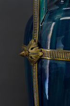 将图片加载到图库查看器,Lampe-Vase en céramique bleue Art Nouveau attribué à Paul Milet, circa 1900