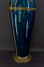 将图片加载到图库查看器,Lampe-Vase en céramique bleue Art Nouveau attribué à Paul Milet, circa 1900