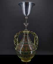 将图片加载到图库查看器,Important vase en céramique monté en lampe, Par El-Kharraz, Nabeul, Tunisie, début XXe