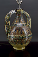将图片加载到图库查看器,Important vase en céramique monté en lampe, Par El-Kharraz, Nabeul, Tunisie, début XXe