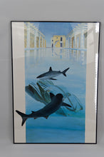 将图片加载到图库查看器,Lithographie surréaliste "Les Requins" par Alain Mirgalet, France, circa 1990