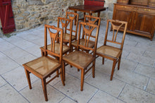 将图片加载到图库查看器,Lot de 6 chaises Art Nouveau cannées en noyer, circa 1900