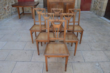 将图片加载到图库查看器,Lot de 6 chaises Art Nouveau cannées en noyer, circa 1900