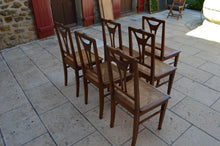 将图片加载到图库查看器,Lot de 6 chaises Art Nouveau cannées en noyer, circa 1900