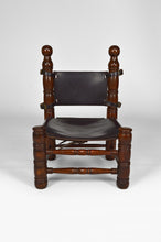 将图片加载到图库查看器,Chaise basse Moderniste en bois et cuir