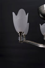 Load image into Gallery viewer, Lustre chromé Art Deco Moderniste à 6 branches, France, circa 1930