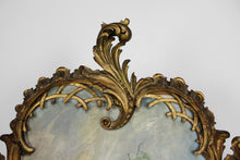 Load image into Gallery viewer, Paravent Belle Epoque en bois sculpté doré et toiles naturalistes, vers 1880