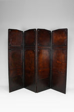 将图片加载到图库查看器,Paravent ancien en cuir patiné, vers 1900