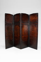 将图片加载到图库查看器,Paravent ancien en cuir patiné, vers 1900