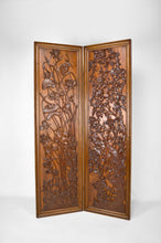 将图片加载到图库查看器,Paravent Art Nouveau Japonisant en bois sculpté, vers 1890