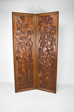 将图片加载到图库查看器,Paravent Art Nouveau Japonisant en bois sculpté, vers 1890