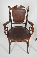 将图片加载到图库查看器,Salon Art Nouveau Fischel en bois courbé et cuir, vers 1910