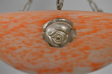 将图片加载到图库查看器,Suspension Art Déco en bronze argenté, France, circa 1925