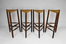 将图片加载到图库查看器,Lot de 4 tabourets de bar dans le style de Charlotte Perriand, Mid-Century, France