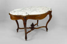 将图片加载到图库查看器,Table violon Napoléon III en noyer et marbre blanc, circa 1880