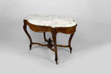 将图片加载到图库查看器,Table violon Napoléon III en noyer et marbre blanc, circa 1880