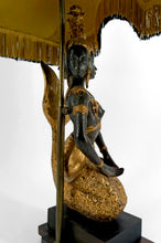 Charger l&#39;image dans la galerie, Lampe Sculpturale en Bronze à double patine verte et dorée représentant la Princesse Sirène Suvannamaccha, Thaïlande, XXe
