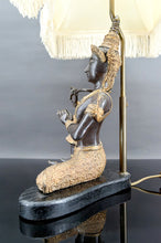 将图片加载到图库查看器，Lampe au Bouddha Thaï en bronze à double patine noire et dorée, France, Circa 1960
