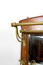 Charger l&#39;image dans la galerie, Vestiaire / Porte-Manteau Mural Art Nouveau en Chêne et Loupe d’Orme, Patères en Bronze et Miroir Biseauté, Circa 1900
