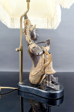 Charger l&#39;image dans la galerie, Lampe au Bouddha Thaï en bronze à double patine noire et dorée, France, Circa 1960
