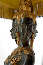 Charger l&#39;image dans la galerie, Lampe Sculpturale en Bronze à double patine verte et dorée représentant la Princesse Sirène Suvannamaccha, Thaïlande, XXe
