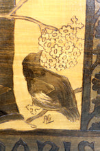 Charger l&#39;image dans la galerie, Tableau / Pyrogravure, Thème Religieux: St François Parlant aux Oiseaux, Art Nouveau Gothique, Début XXe
